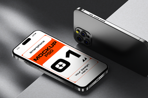PSD mockup concept with smartphone screen in shadow