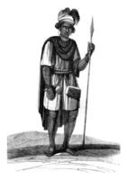 fulani guerrero bordes de Senegal, Clásico grabado. foto