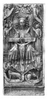 Bas-relief of the Saint-Ouen church in Pont-Audemer, vintage engraving. photo