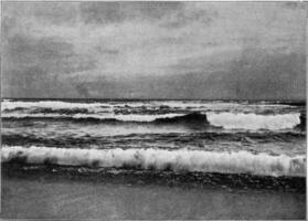 Coastal surf, vintage engraving. photo