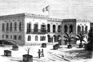 Government House in Goree, vintage engraving. photo