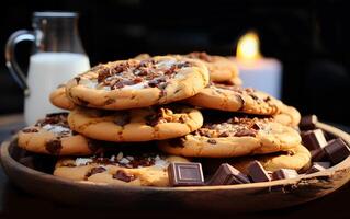 AI generated Beautiful view of delicious food biscuits in a wooden bowl photo