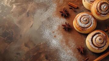 AI generated Understated shot capturing the sensory delight of cinnamon-infused pastry treats photo