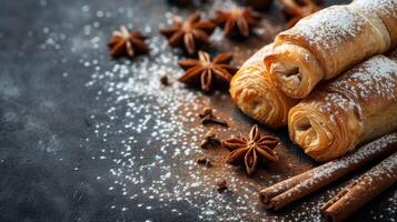 AI generated Understated shot capturing the sensory delight of cinnamon-infused pastry treats photo