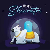 ilustración de señor shiva con nandi, indio Dios de hindú para shivratri en hindi-shivratri ki shubhkamnaye vector