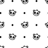 Cute panda head. Seamless pattern with panda and dot vector
