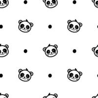 Cute panda head. Seamless pattern with panda and dot vector