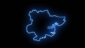 map of Chelmsford in england with glowing neon effect video