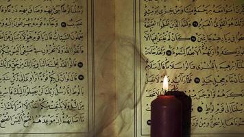 Religion The Book of Islam Quran in Candle Light video