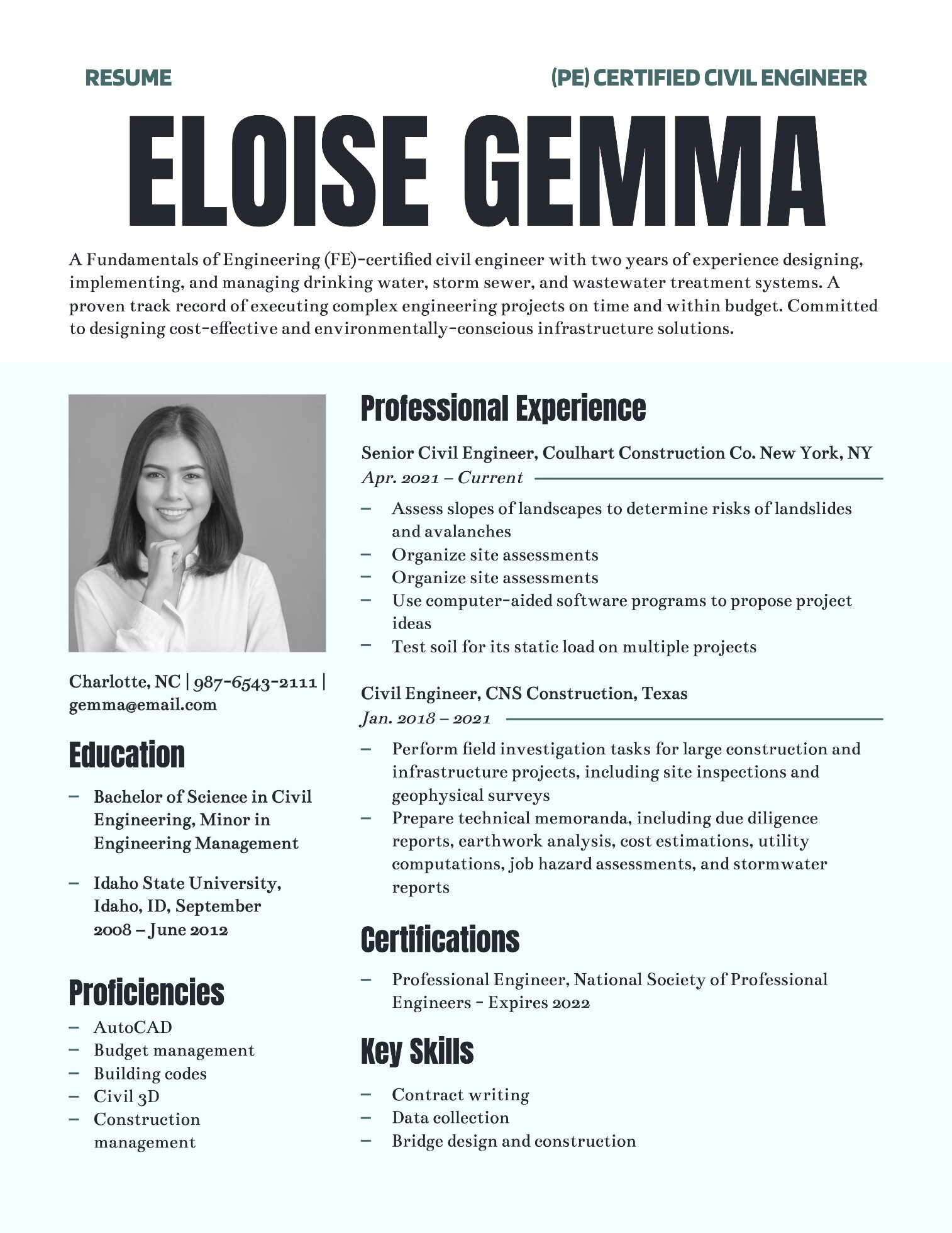 Civil Engineer Resume Template