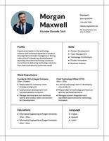 white minimalist tech founder company resume template