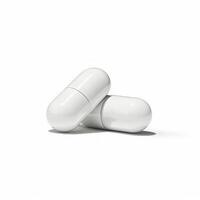 AI generated White Pill Capsule on Isolated White Background - Closeup Shot. created with Generative AI photo