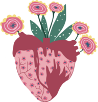 putsa folk valentine härlig hjärta och blomma blomma för mode, hälsningar, klistermärke png