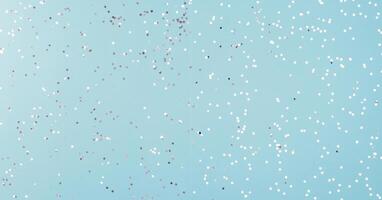 Wide photo picture of mock up background of shiny silver color confetti on light pastel color background