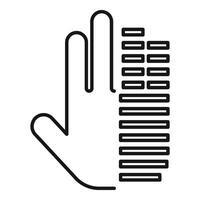 Half palm scanning icon outline vector. Database identity vector