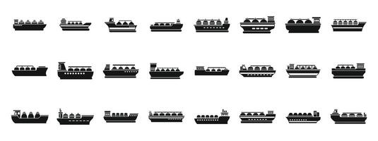 Gas carrier ship icons set simple vector. Energy terminal port vector