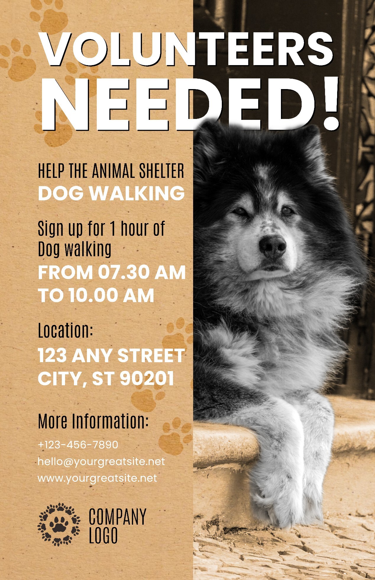Volunteer Needed Announcement Poster for Dog Walker