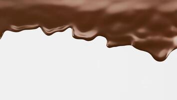 Melted brown chocolate dripping on white background, 3D illustration. photo