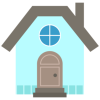 pequeño pueblo hogar dulce hogar mano dibujado edificio arquitectura colección conjunto azul casa png