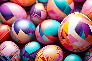AI generated Easter eggs in geometric abstract style, different shapes and shades photo
