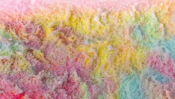 Top View of Colorful Flavored Ice Cream Surface, Food Concept, Blank for Design photo