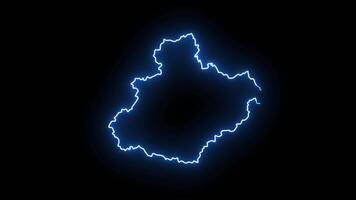 map of Relizane in algeria with glowing neon effect video