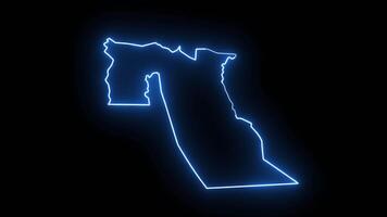 Karta av el-oued i algeriet med lysande neon effekt video