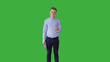 Young Caucasian Man Isolated on Green Screen Background video