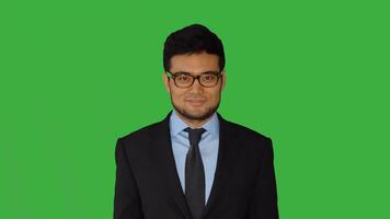 Businessman talking isolated on green screen background video