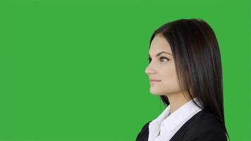 Beautiful Woman With Glasses Isolated on Chroma Key Green Background video