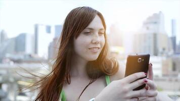 Female Person Browsing the Web Internet on Smart Phone Device video