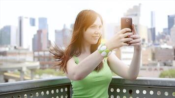 Modern Young Woman Using Mobile Smart Phone Device video