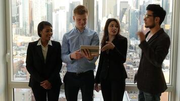 Group of Young Diverse Multiracial Business People Meeting in City Office video