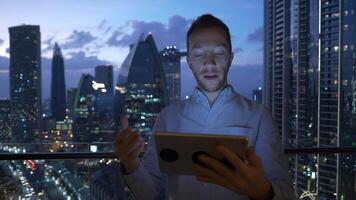 Young Handsome Man Using Tablet Screen on Business Travel video