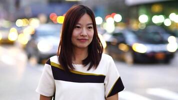 City Lifestyle Portrait of Young Asian Woman Standing on Urban City Street video