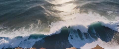 AI generated View of the beautiful sea or ocean with waves photo