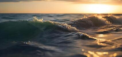 AI generated View of the beautiful sea or ocean with waves photo