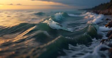 ai generado ver de el hermosa mar o Oceano con olas foto
