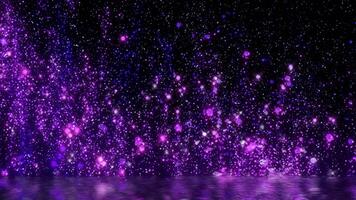 púrpura partículas creciente y flotante en resumen reluciente fondo, festivo estación, contento nuevo año, y alegre Navidad foto