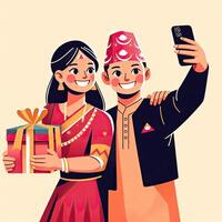 AI generated Brother and siste celebrating Bhai Tika - Bhai Dhooj in Tihar photo