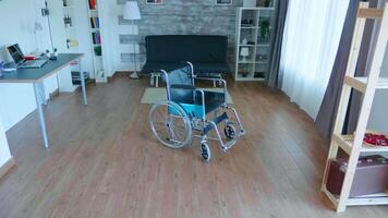 Wheelchair in clinic room for people that need assistance with physical illness. video