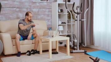 Personal training in a video call with clients