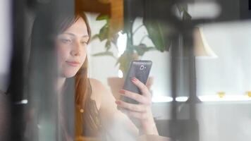 Female Person Browsing the Web Internet on Smart Phone Device video