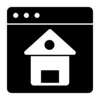 Home building on webpage, icon of real estate website vector