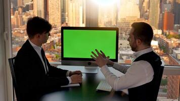 Conversation of Male Business Partners Meeting Cooperating and Analyzing video