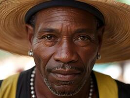 ai generado de cerca retrato de el hombre desde Jamaica foto