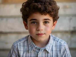 AI generated Portrait of the cute Jewish boy photo