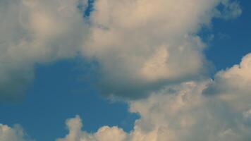 abstrakt Kumulus Wolken. schön Wolken Bewegung auf ein warm Sommer- Tag. zum Öko oder Wetter Klima Projekte. video