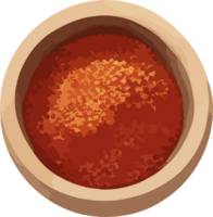 AI generated Red chili powder in small bowl, isolated illustration on transparent background png, design element for spice, cooking ingredient, food and health png