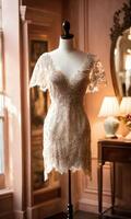 AI generated mini dress with low neckline on a mannequin. ai generative photo